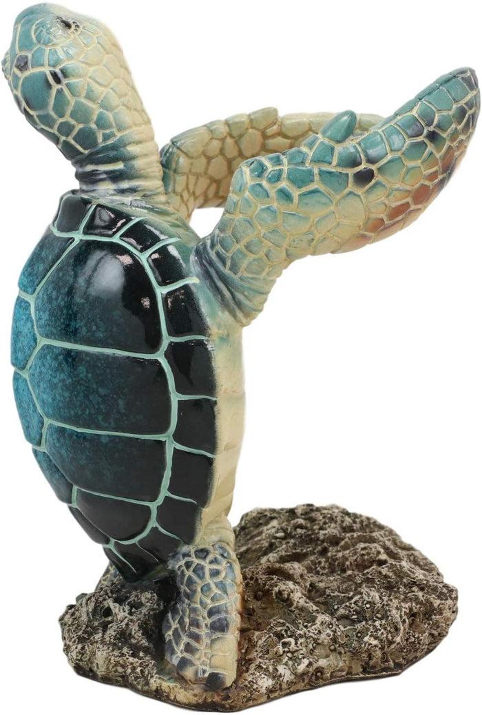 Ebros Gift Ebros Nautical Blue Sea Turtle Wine Bottle Holder Caddy Figurine 7.5" High
