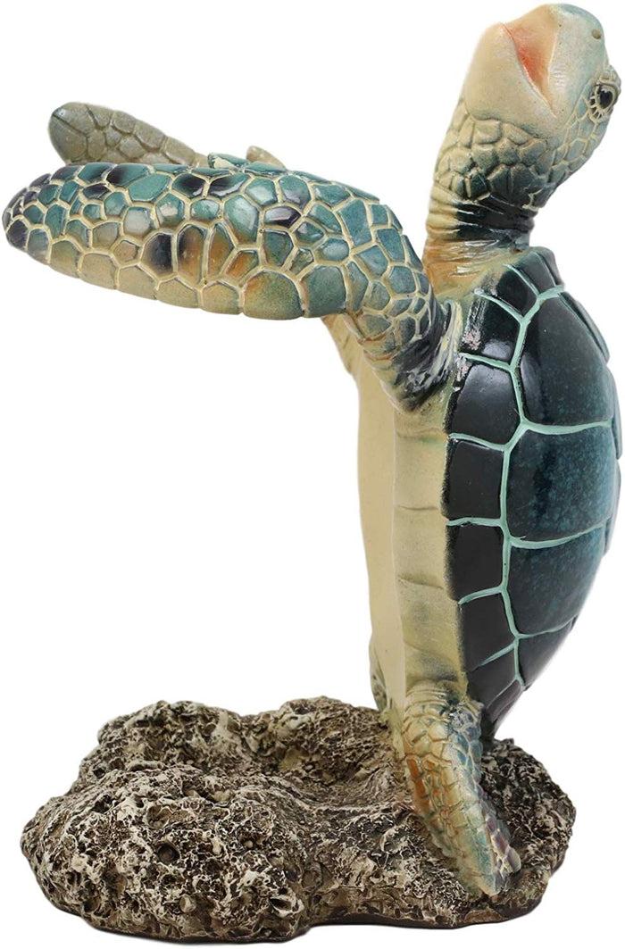 Ebros Gift Ebros Nautical Blue Sea Turtle Wine Bottle Holder Caddy Figurine 7.5" High