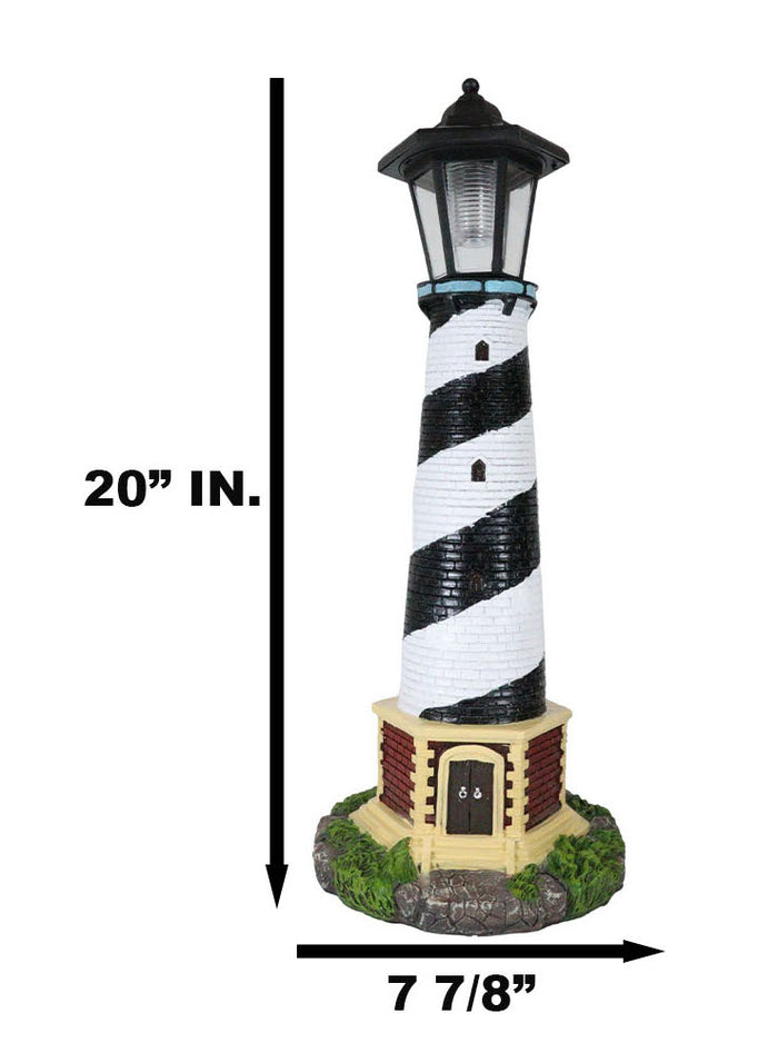 Ebros Gift Ebros Nautical Cape Hatteras Lighthouse Statue 20.5" Tall With Solar Lantern LED