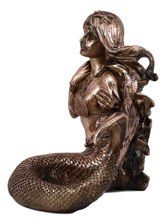 Ebros Gift Ebros Nautical Coastal Beach Mermaid Wine Holder Figurine In Bronze Finish Resin