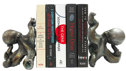 Ebros Gift Ebros Nautical Coastal Sea Monster Octopus Bookends Set Statue In Faded Bronze Antique Finish 6.25" H