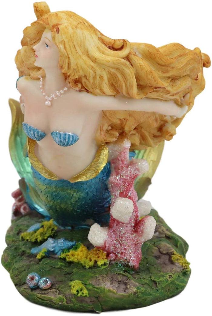 Ebros Gift Ebros Nautical Colorful Blonde Mermaid With Shimmering Blue Tail Swimming Wine Holder