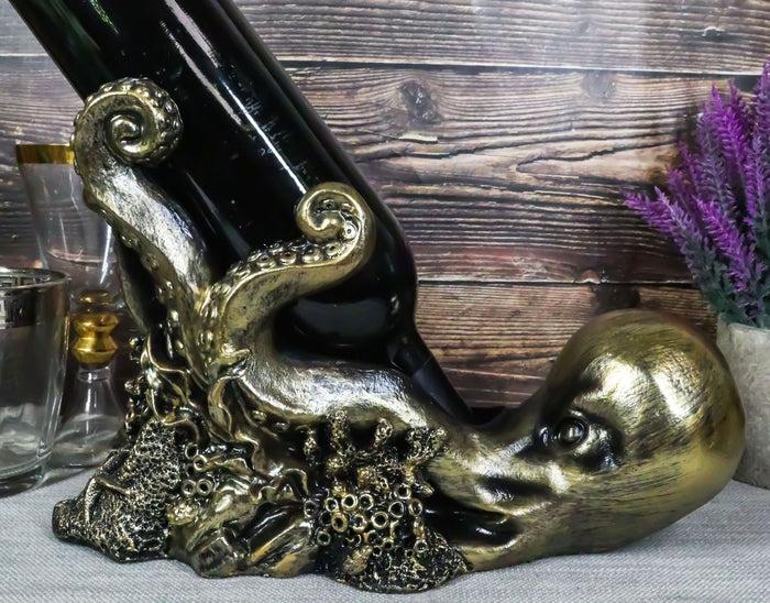 ebros gift Ebros Nautical Deep Ocean Octopus Wine Holder Cephalopod Giant Creature Kraken Wine Caddy Figurine 11"Long