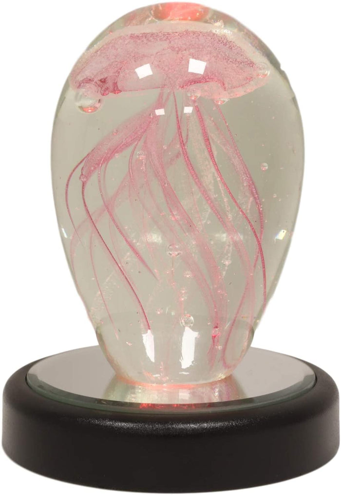 Ebros Gift Ebros Nautical Glass Glow In The Dark Translucent Jellyfish With LED Base (Pink)