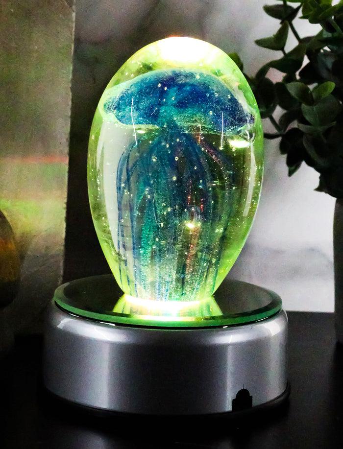 Ebros Gift Ebros Nautical Glass Glow In The Dark Translucent Jellyfish With LED Base (Pink)