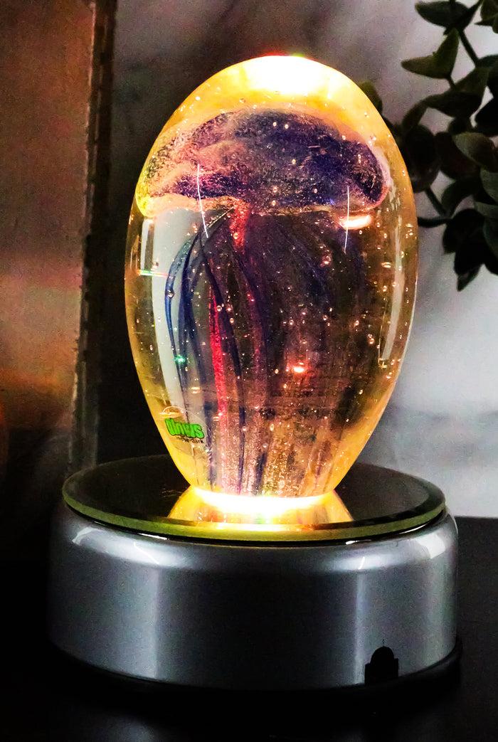 ebros gift Ebros Nautical Glass Glow in The Dark Translucent Jellyfish With LED Base (Pink)