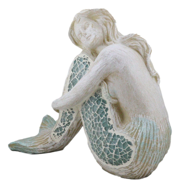 Ebros Gift Ebros Nautical Goddess Mermaid Maiden Resting Decorative Crushed Glass Art Figurine 7.75"H