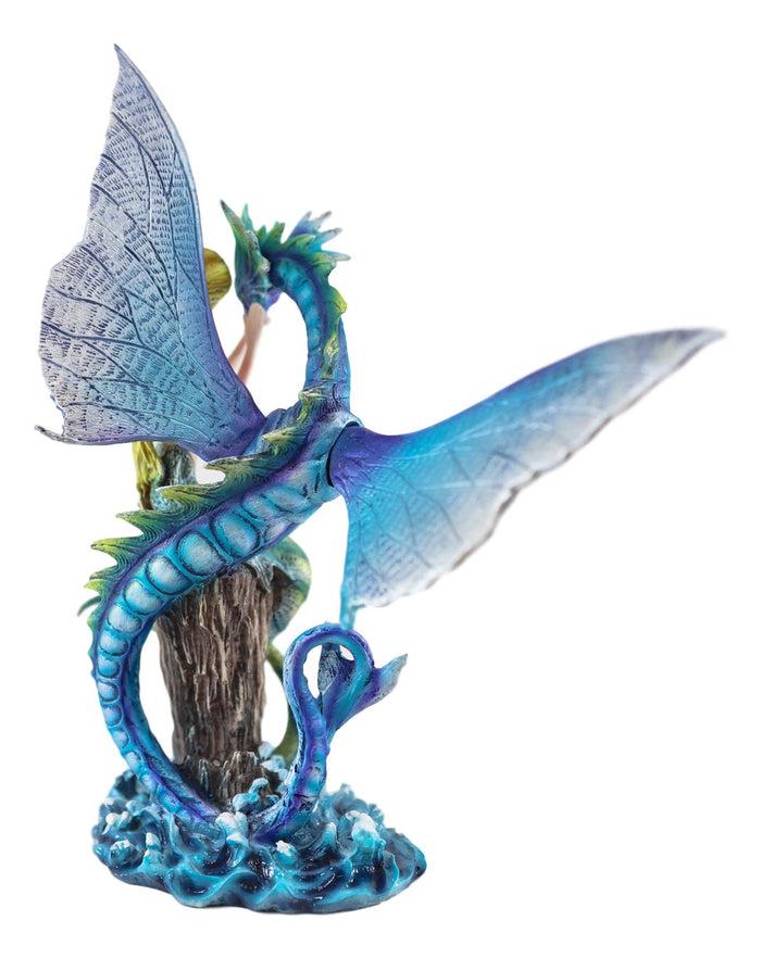 Ebros Gift Ebros Nautical Green Tail Mermaid Ariel With Leviathan Ocean Dragon Fairy Statue