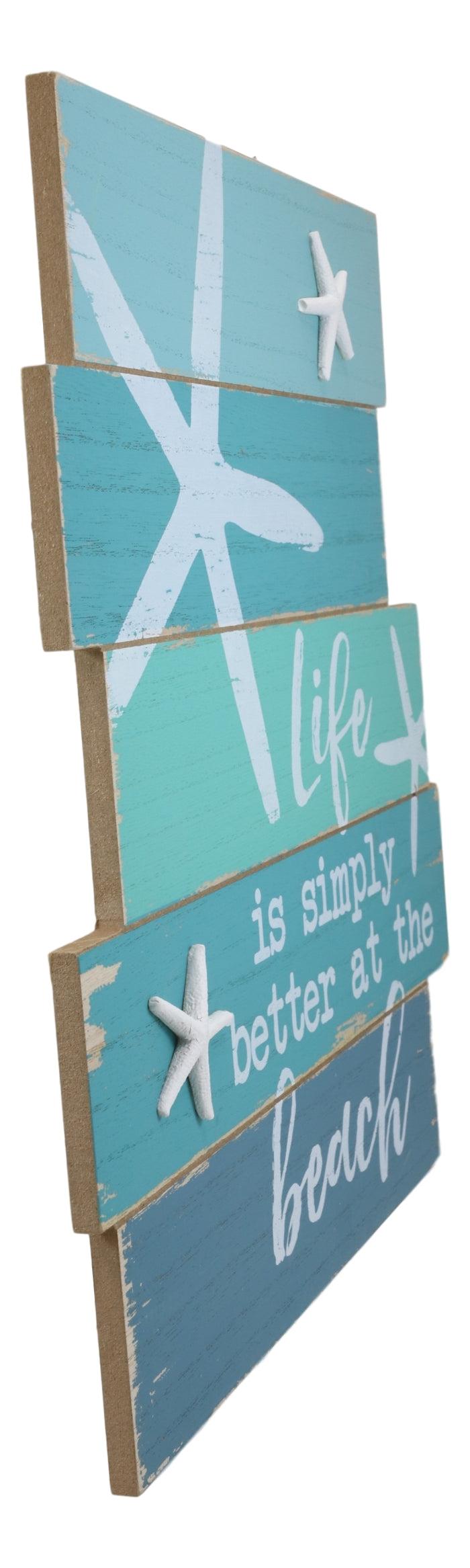 Ebros Gift Ebros Nautical Life Is Simply Better At The Beach Starfish Wooden Wall Decor 15"H
