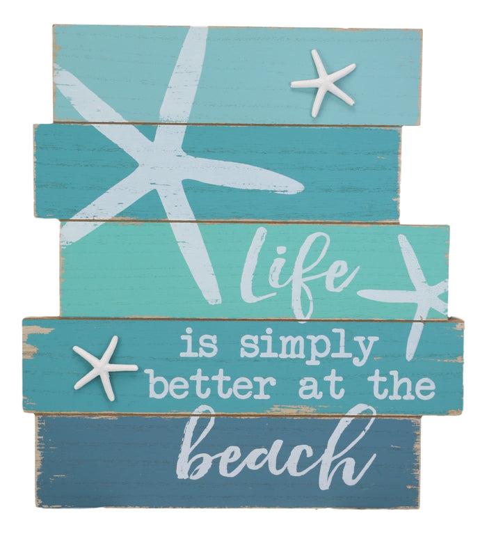 Ebros Gift Ebros Nautical Life Is Simply Better At The Beach Starfish Wooden Wall Decor 15"H