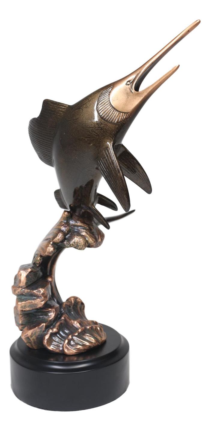 Ebros Gift Ebros Nautical Marine Sailfish Leaping Out Of Water Electroplated Bronze Statue