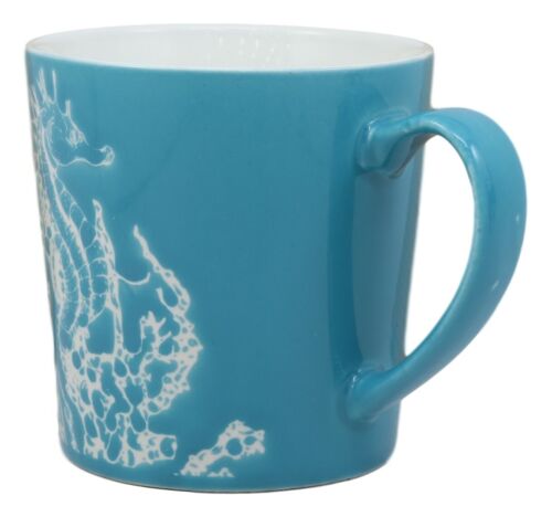 Ebros Gift Ebros Nautical Marine Seahorse Drinking Beverage Blue Stoneware Ceramic Mug 16oz