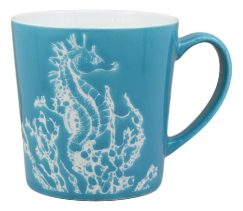 Ebros Gift Ebros Nautical Marine Seahorse Drinking Beverage Blue Stoneware Ceramic Mug 16oz