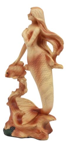Ebros Gift Ebros Nautical Ocean Marine Mermaid Princess With Fish Statue 7.25"H Faux Wood