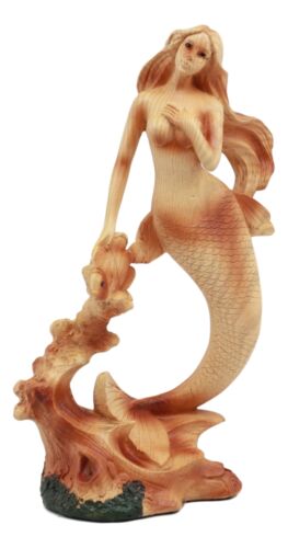 Ebros Gift Ebros Nautical Ocean Marine Mermaid Princess With Fish Statue 7.25"H Faux Wood
