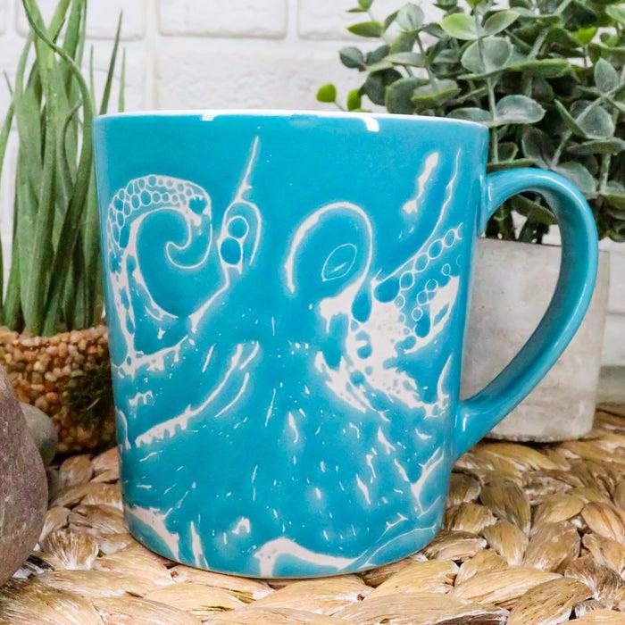 ebros gift Ebros Nautical Ocean Marine Octopus Beverage Blue Stoneware Ceramic Mug Decor
