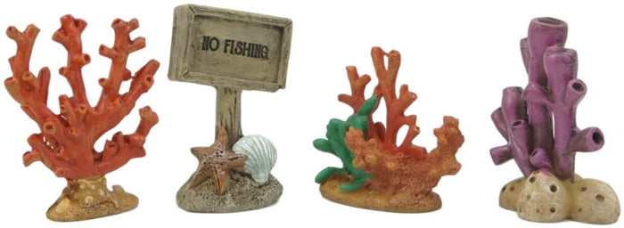 Ebros Gift Ebros Nautical Reef Corals No Fishing Sign Small Miniature Figurines Set Of 4