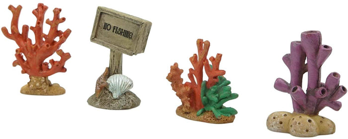 Ebros Gift Ebros Nautical Reef Corals No Fishing Sign Small Miniature Figurines Set Of 4