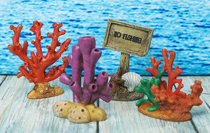 ebros gift Ebros Nautical Reef Corals No Fishing Sign Small Miniature Figurines Set of 4