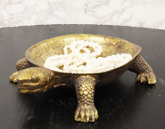 ebros gift Ebros Nautical Reptile Faux Gold Tortoise Soap Keys Coins Change Jewelry Holder Statue