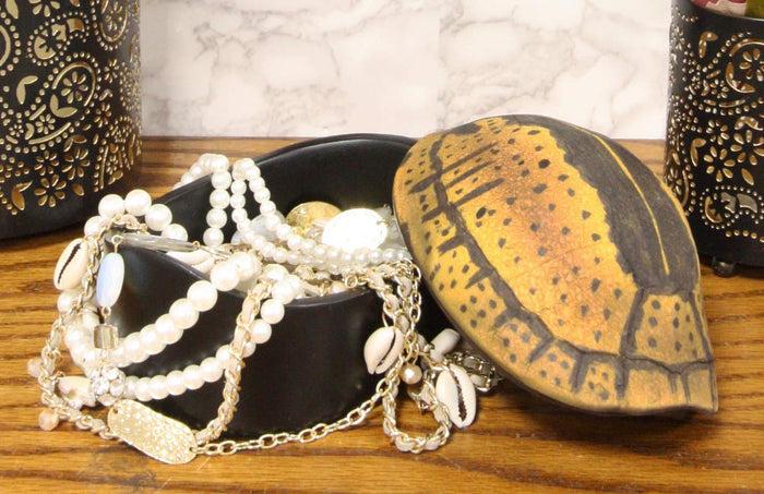 ebros gift Ebros Nautical Reptile Realistic Spotted Tortoise Shell Decorative Box Figurine 6.25"L