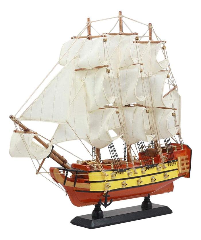ebros gift Ebros Nautical Royal Navy Her Majesty Wooden Sailboat Model 14" Tall Classical Frigate Warship Prototype