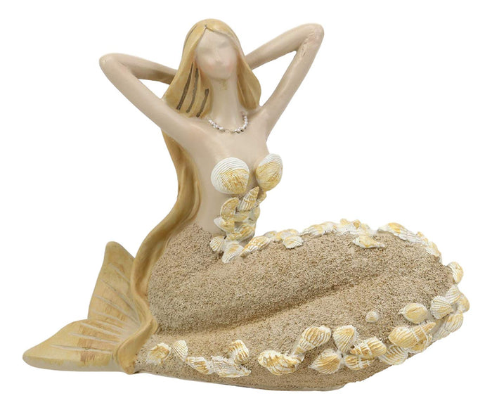 Ebros Gift Ebros Nautical Sand Brown Abstract Mermaid With Sea Shell Ornaments Figurine