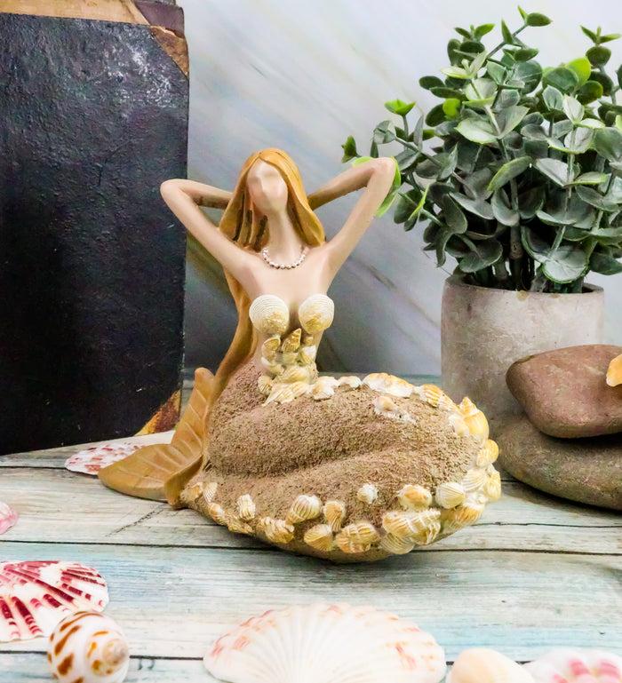 ebros gift Ebros Nautical Sand Brown Abstract Mermaid With Sea Shell Ornaments Figurine