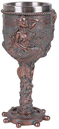 Ebros Gift Ebros Nautical Sirens Of The Sea Rustic Mermaid Goblet 7.5" Height 5oz Liquid