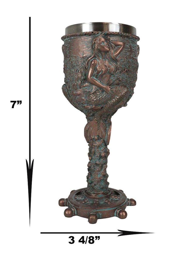 Ebros Gift Ebros Nautical Sirens Of The Sea Rustic Mermaid Goblet 7.5" Height 5oz Liquid