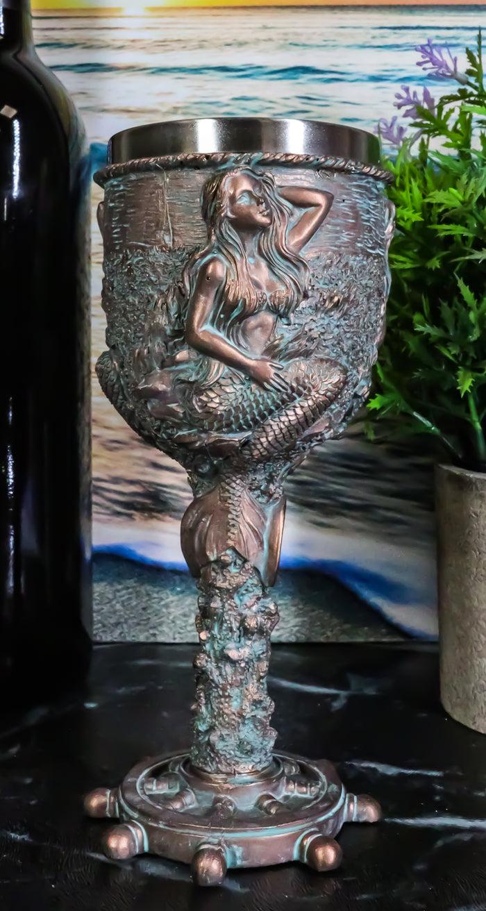 ebros gift Ebros Nautical Sirens Of The Sea Rustic Mermaid Goblet 7.5" Height 5oz Liquid