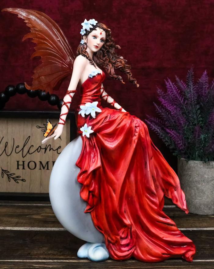ebros gift Ebros Nene Thomas Celestial Cupid Moon Crimson Wedding Fairy In Red Gown Statue