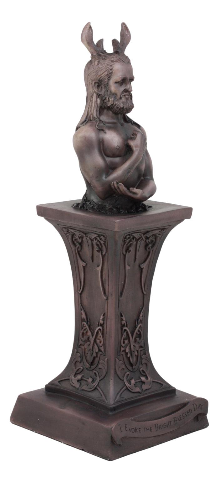 Ebros Gift Ebros Neopaganism Wiccan Primary Deity Statue Featuring The Masculine Horned God Bust On Pedestal Figurine Wicca Home Decor(Masculine Horned God)