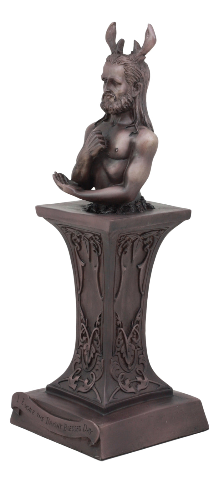 Ebros Gift Ebros Neopaganism Wiccan Primary Deity Statue Featuring The Masculine Horned God Bust On Pedestal Figurine Wicca Home Decor(Masculine Horned God)