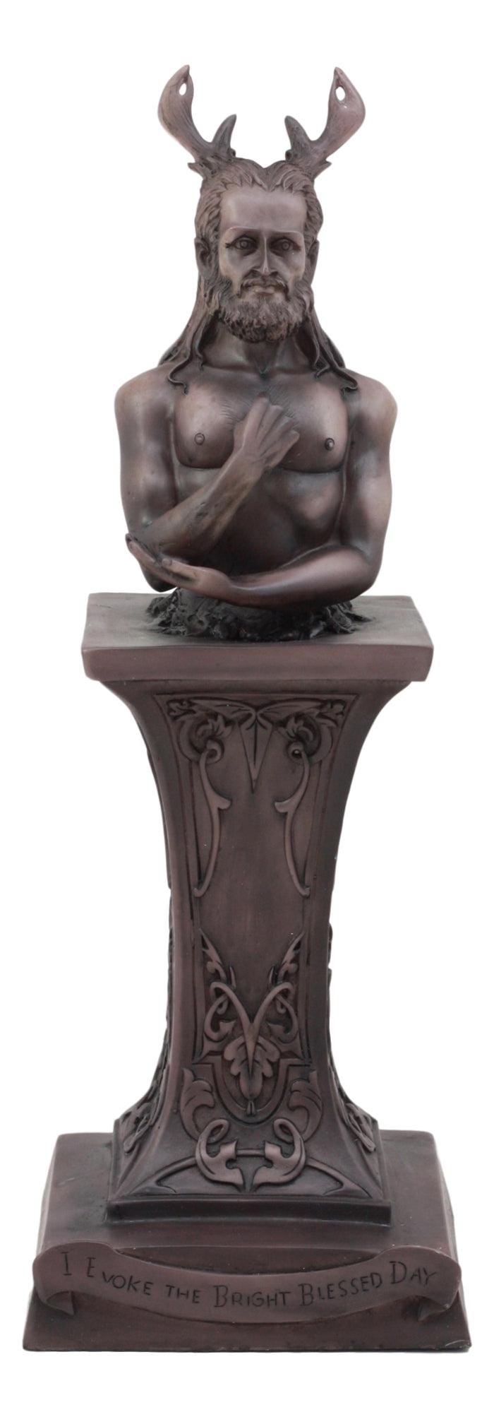 Ebros Gift Ebros Neopaganism Wiccan Primary Deity Statue Featuring The Masculine Horned God Bust On Pedestal Figurine Wicca Home Decor(Masculine Horned God)