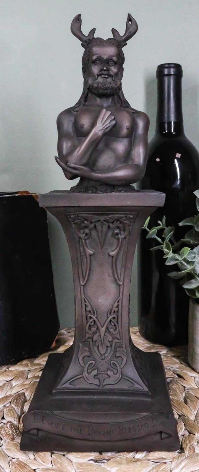 ebros gift Ebros Neopaganism Wiccan Primary Deity Statue Featuring The Masculine Horned God Bust On Pedestal Figurine Wicca Home Decor(Masculine Horned God)