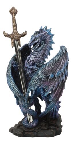 ebros gift Ebros Nether Blade Ruth Thompson Dragon Statue with Dragon Letter Opener Blade 9.5" Tall Dragon Blade Series Collection Mythical Fantasy Dragons Decor