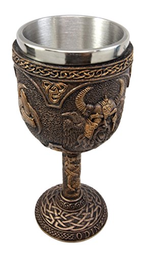 Ebros Gift Ebros Norse Mythology Viking Alfather Odin God Of Asgard 7oz Resin Wine Goblet Chalice With Stainless Steel Liner Asgardian Ruler Thor Loki Frigga Royal Gods Family Celtic Knotwork Base