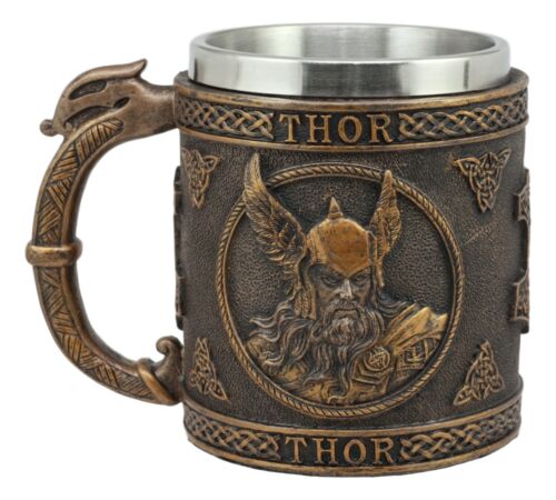 Ebros Gift Ebros Norse Mythology Viking God Of Thunder Thor Coffee Mug Resin Drink Cup Tankard