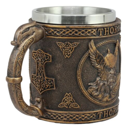 Ebros Gift Ebros Norse Mythology Viking God Of Thunder Thor Coffee Mug Resin Drink Cup Tankard