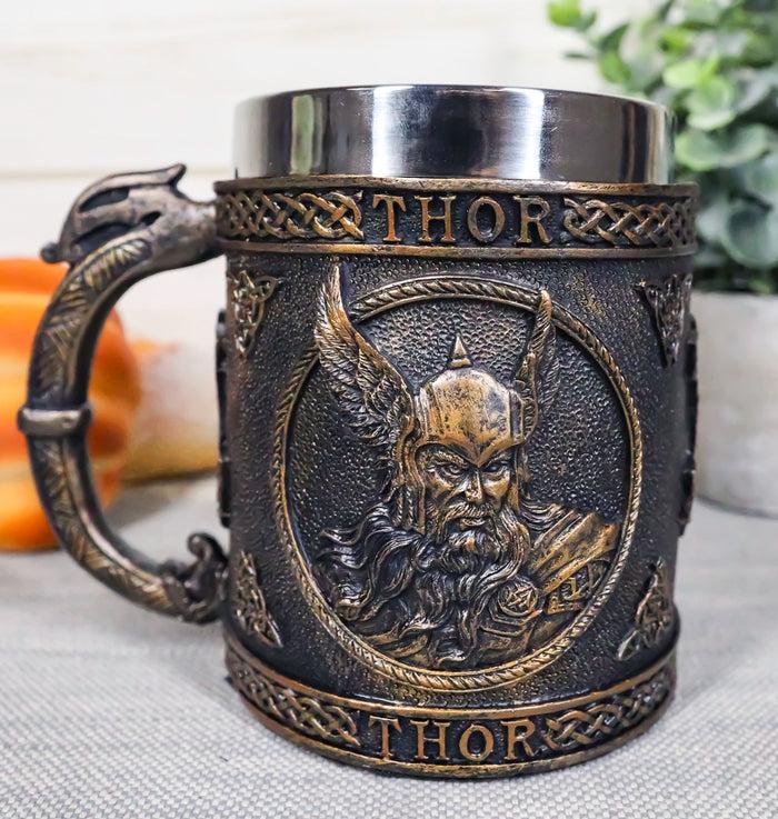 ebros gift Ebros Norse Mythology Viking God Of Thunder Thor Coffee Mug Resin Drink Cup Tankard