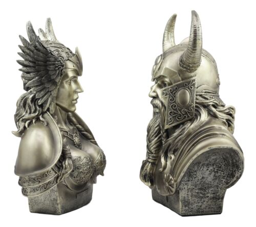 Ebros Gift Ebros Norse Viking Mythology Chief God Odin And Goddess Valkyrie Busts Statue Set Poetic Edda Gods Of Asgard Protectors Of The Nine Realms