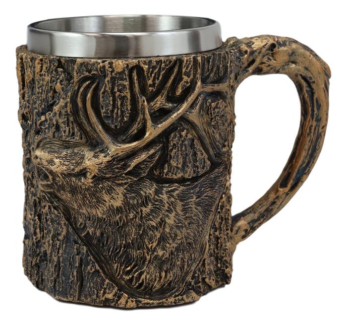 Ebros Gift Ebros North American Elk Deer Wildlife Coffee Mug With Tree Bark Texture 12oz