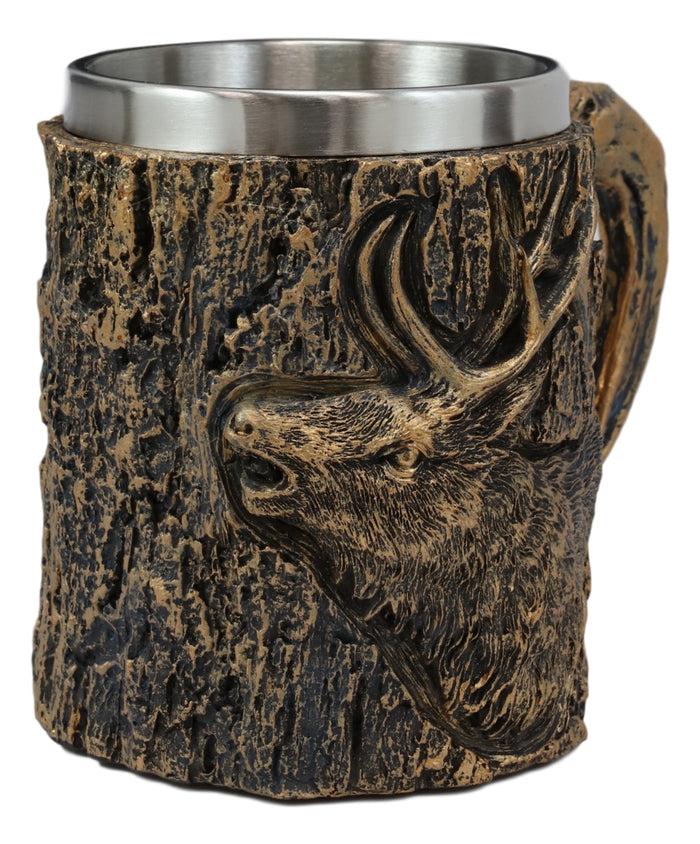 Ebros Gift Ebros North American Elk Deer Wildlife Coffee Mug With Tree Bark Texture 12oz
