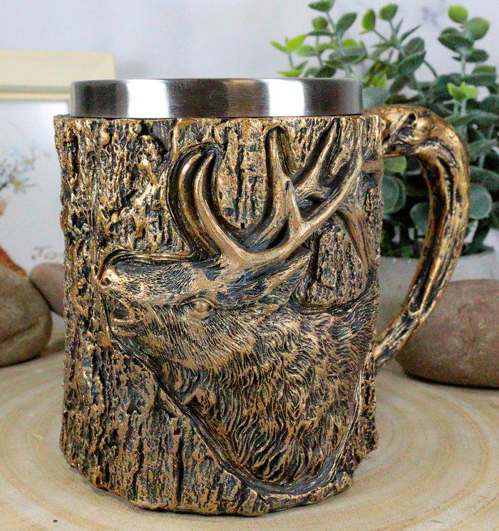Ebros Gift Ebros North American Elk Deer Wildlife Coffee Mug With Tree Bark Texture 12oz