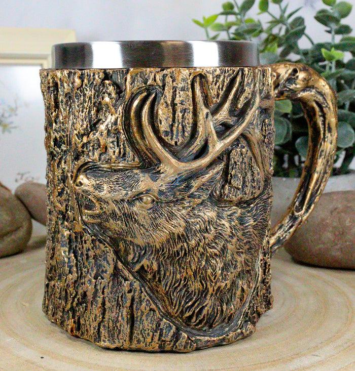 ebros gift Ebros North American Elk Deer Wildlife Coffee Mug With Tree Bark Texture 12oz