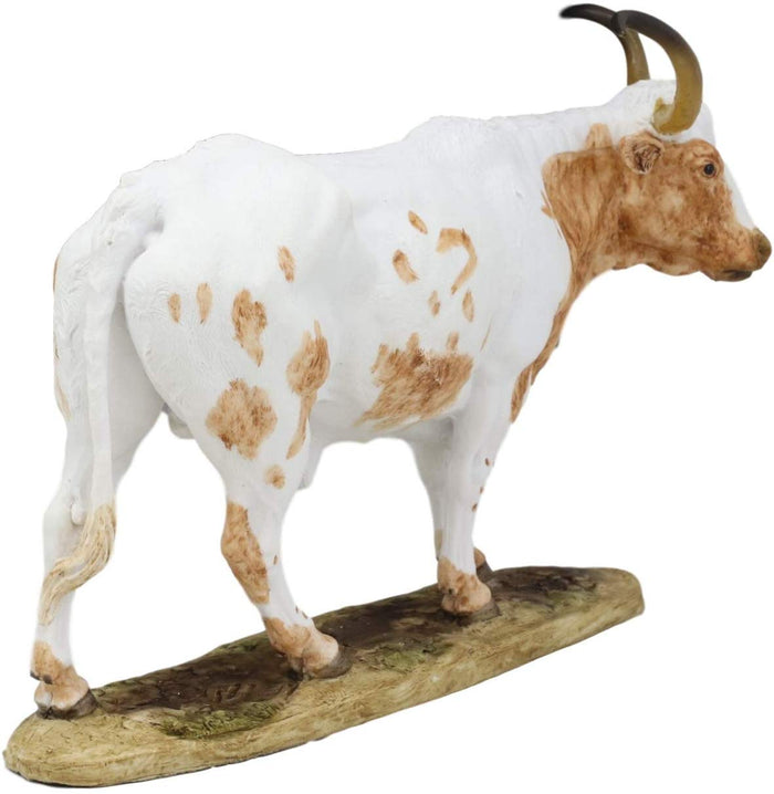 Ebros Gift Ebros North American Longhorn Cattle Cow Steer On Grass Pasture Statue 9" Long