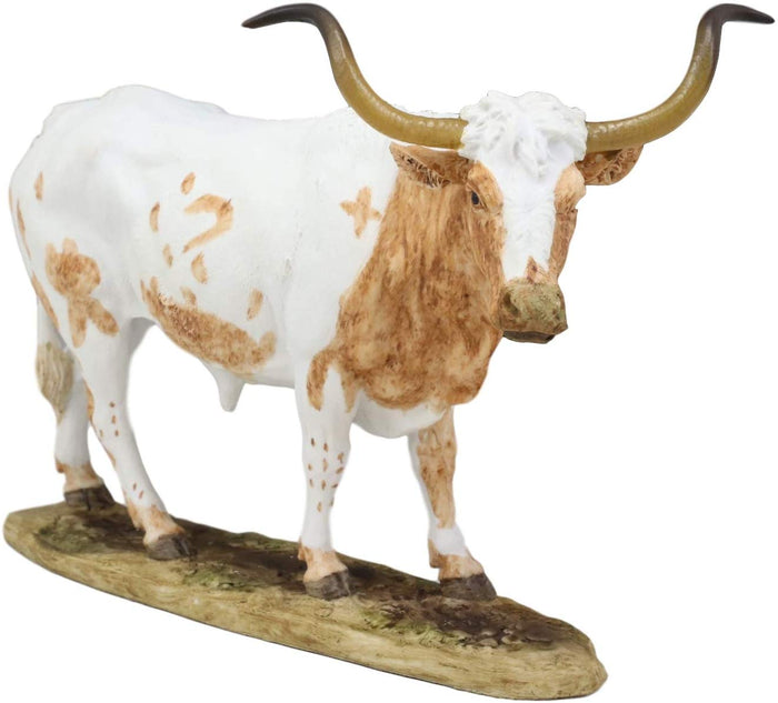 Ebros Gift Ebros North American Longhorn Cattle Cow Steer On Grass Pasture Statue 9" Long