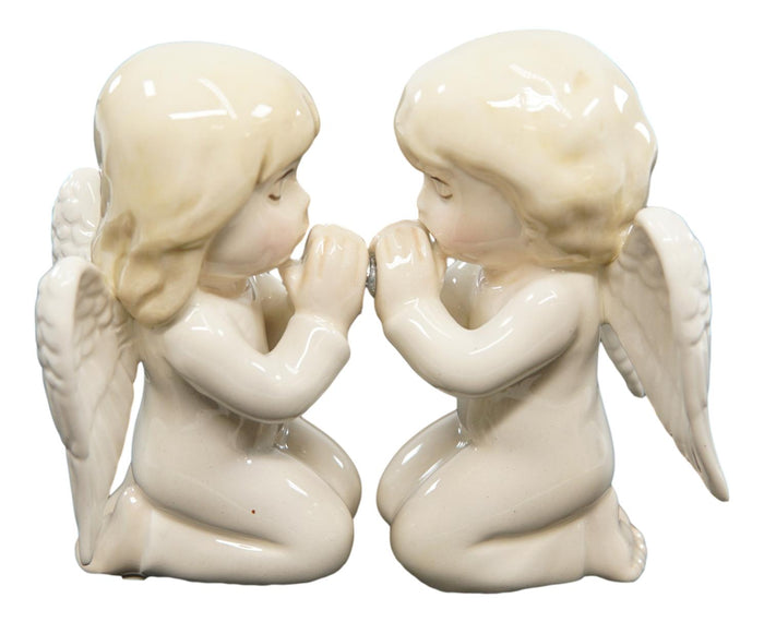 Ebros Gift Ebros Nostalgic Praying Boy And Girl Angels Magnetic Ceramic Salt Pepper Shakers Set