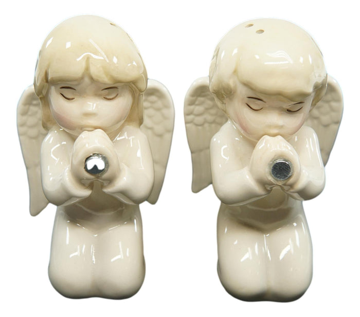 Ebros Gift Ebros Nostalgic Praying Boy And Girl Angels Magnetic Ceramic Salt Pepper Shakers Set